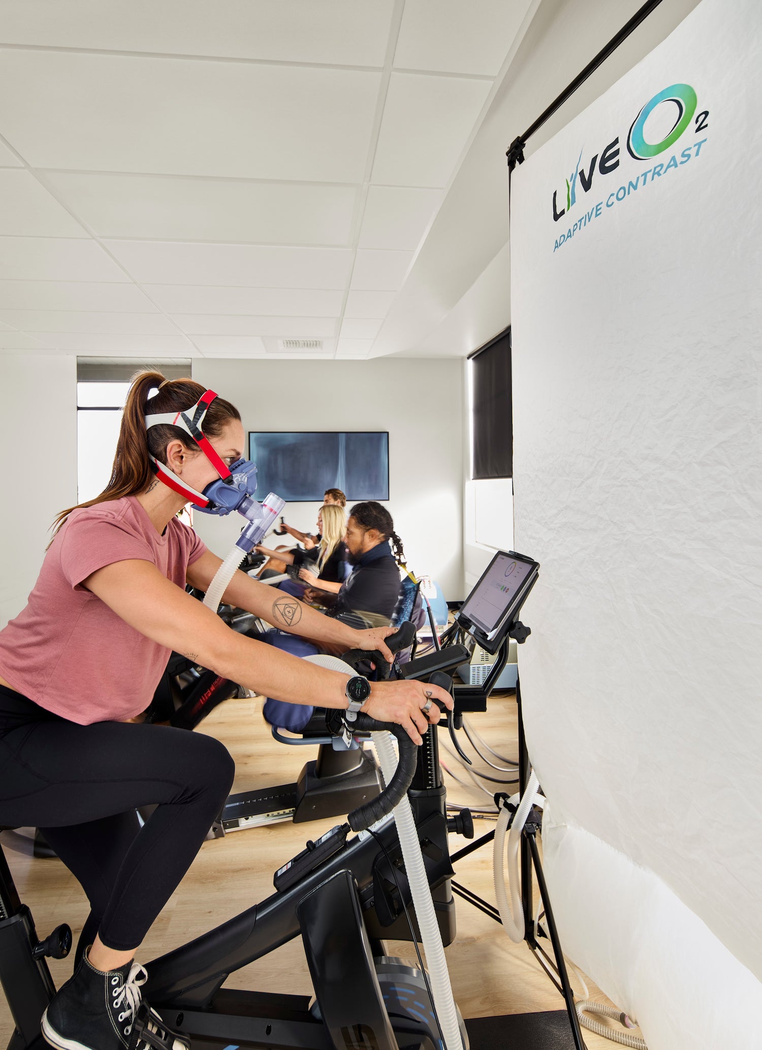 A woman wearing a mask at Jyzen's Active Altitude Therapy