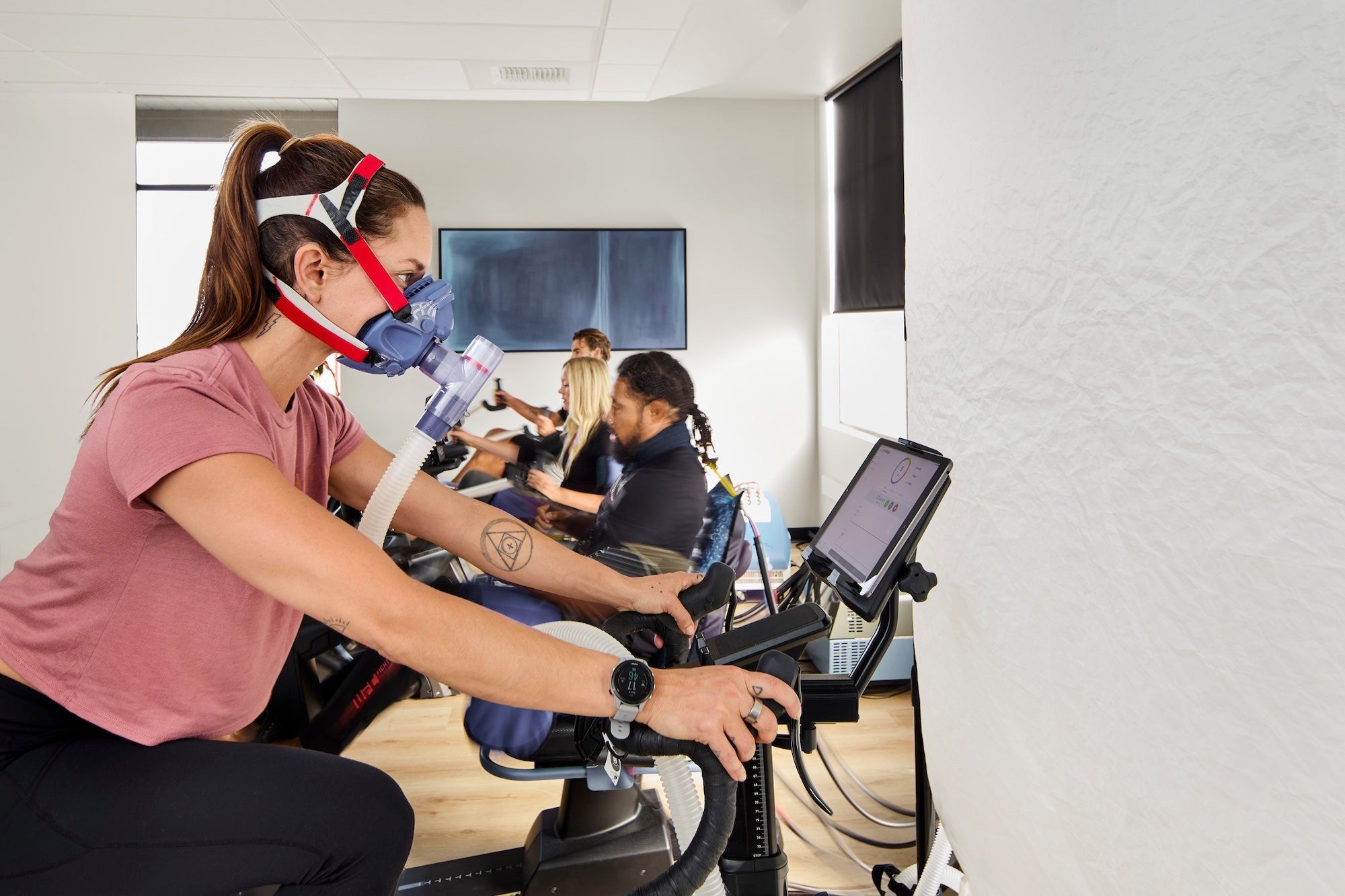 A woman wearing a mask at Jyzen's Active Altitude Therapy