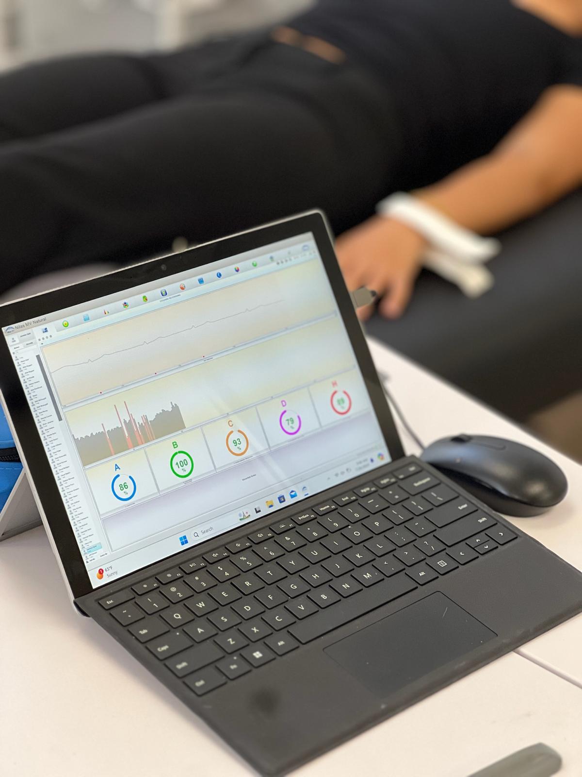 A screen of a laptop computer featuring results of Heart Rate Variability