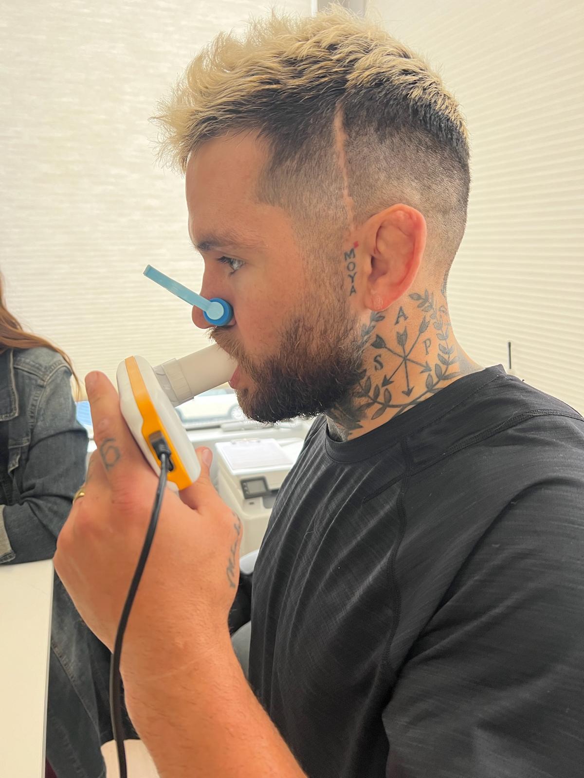 A man during the Spirometry lung function testing